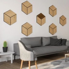 Akustické panely Rhombus sada 6ks Ořech na černém filcu